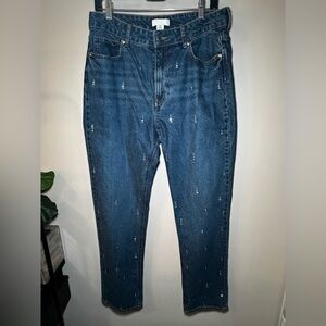 H&M Blue Relaxed Jeans with Embelished Details Size 12